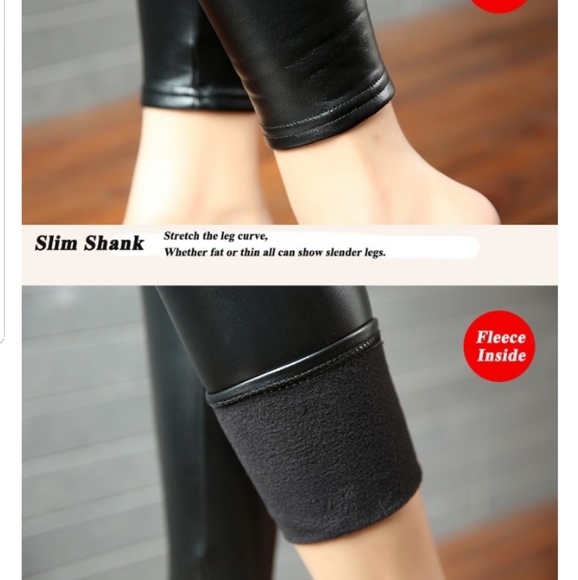 High Waisted Foux Leather Skinny Leggings Jeggings - Picture 3 of 8